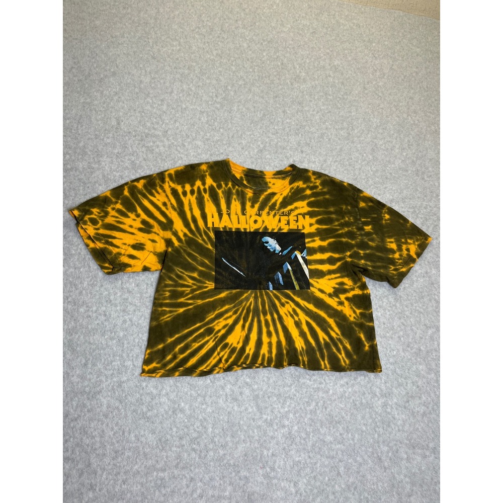 Halloween Michael Myers Tie Dye Graphic Crop Top T-Shirt 90s Horror Size M